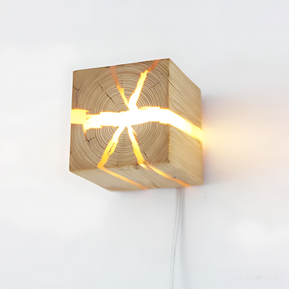 Kaori | Applique Murale Cube En Bois – Élégance Naturelle Et Lumière Sculptée